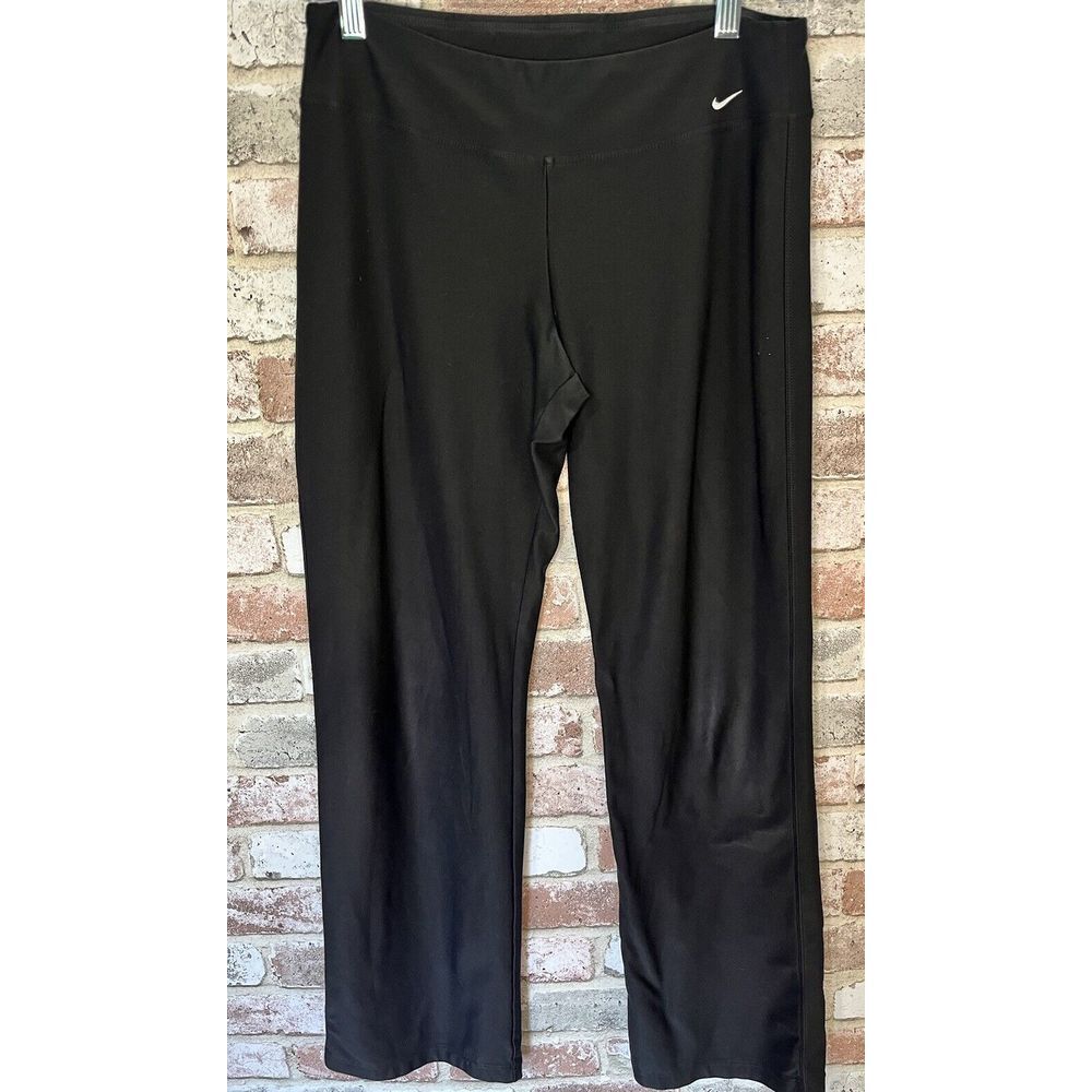 NIKE Dri-Fit Women's Black Stretch Poly Wide Leg Cropped Workout/Yoga Pants Sz S